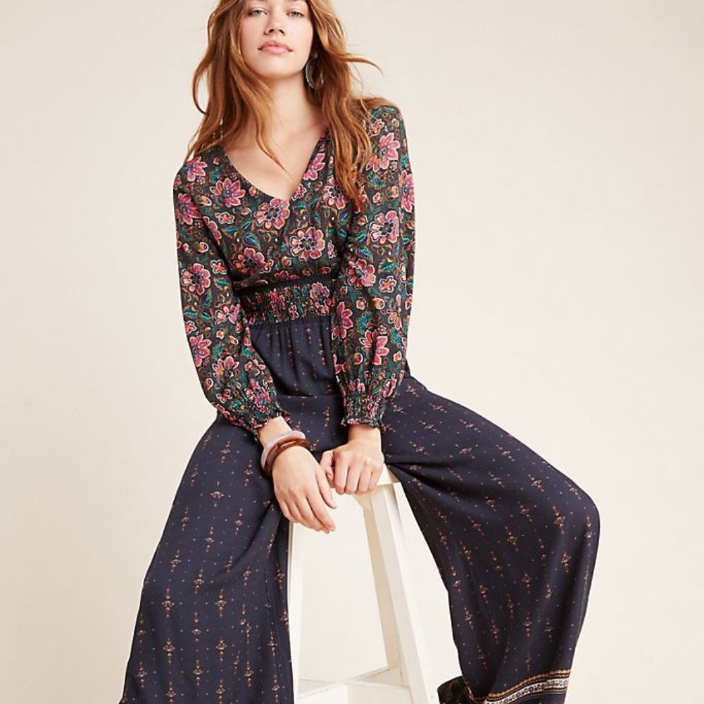 Anthro Farm Rio Giuliana Wide-Leg Jumpsuit M